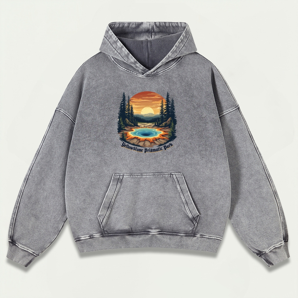 Yellowstone National Park Vintage Premium Heavyweight Trail Hoodie-HikeVista