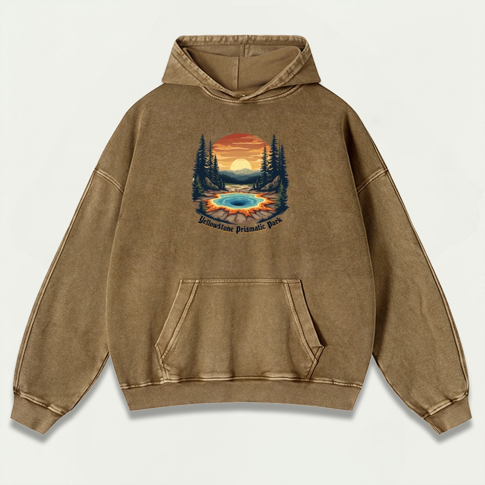 Yellowstone National Park Vintage Premium Heavyweight Trail Hoodie-HikeVista