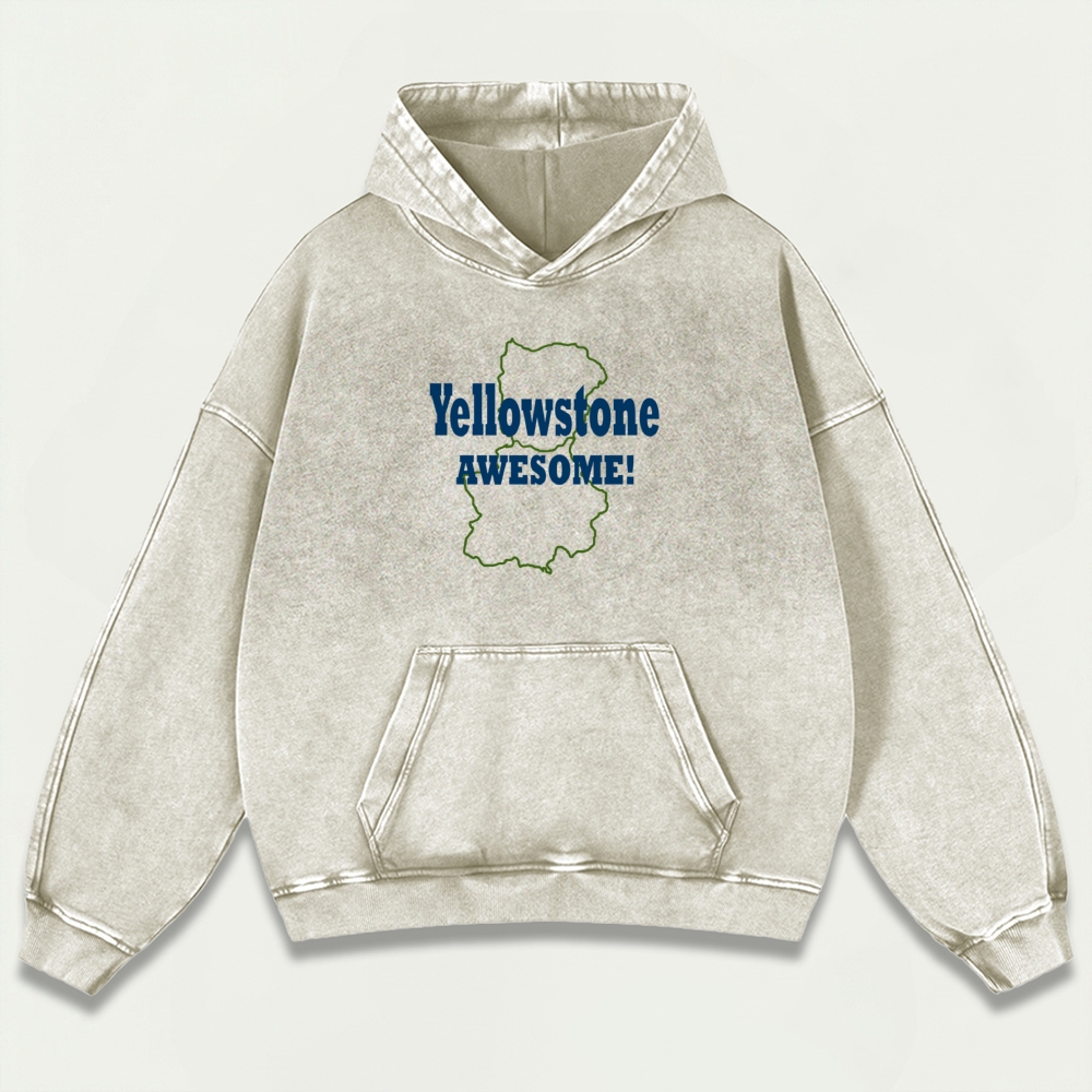 Yellowstone National Park Vintage Premium Heavyweight Trail Hoodie-HikeVista