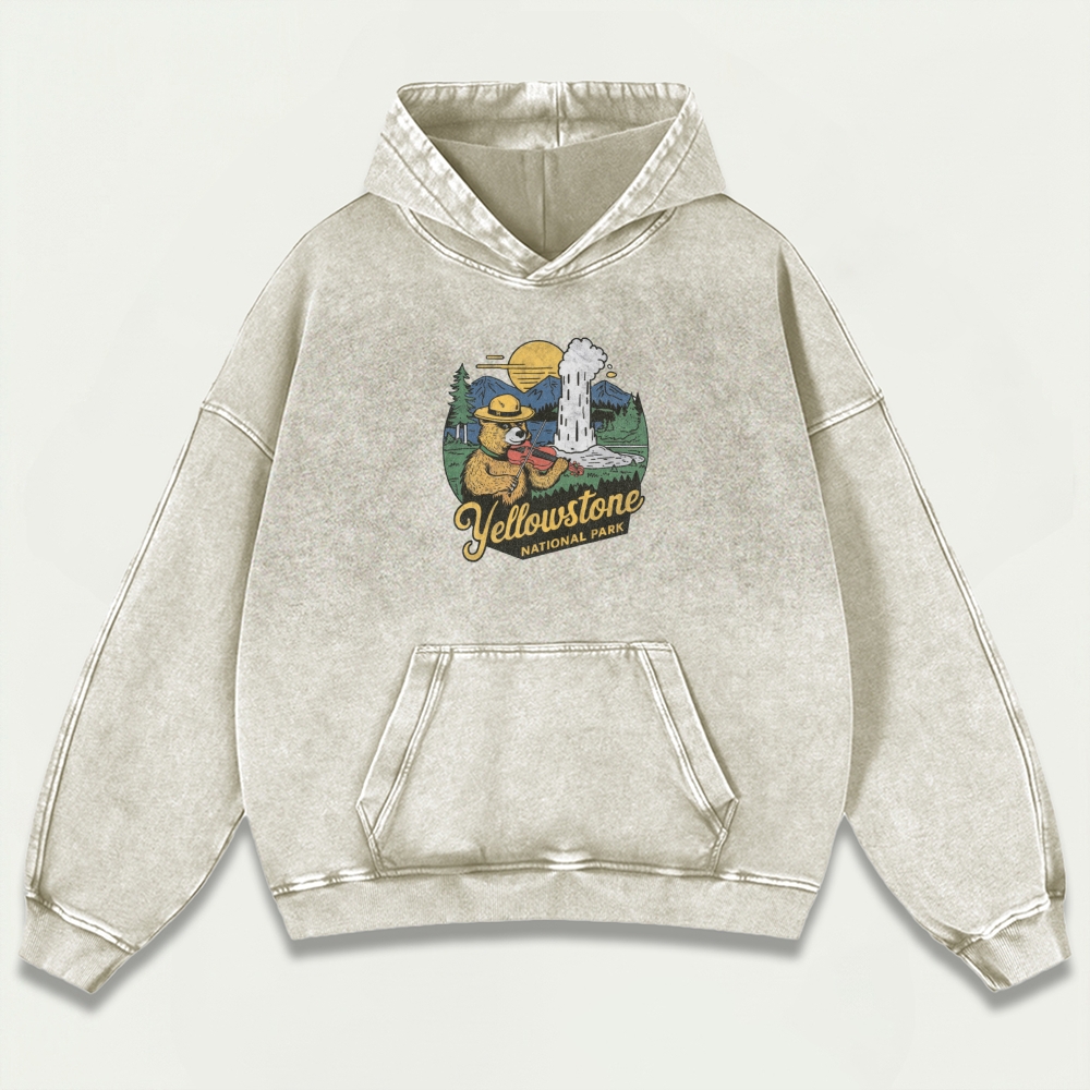 Yellowstone National Park Vintage Premium Heavyweight Trail Hoodie-HikeVista