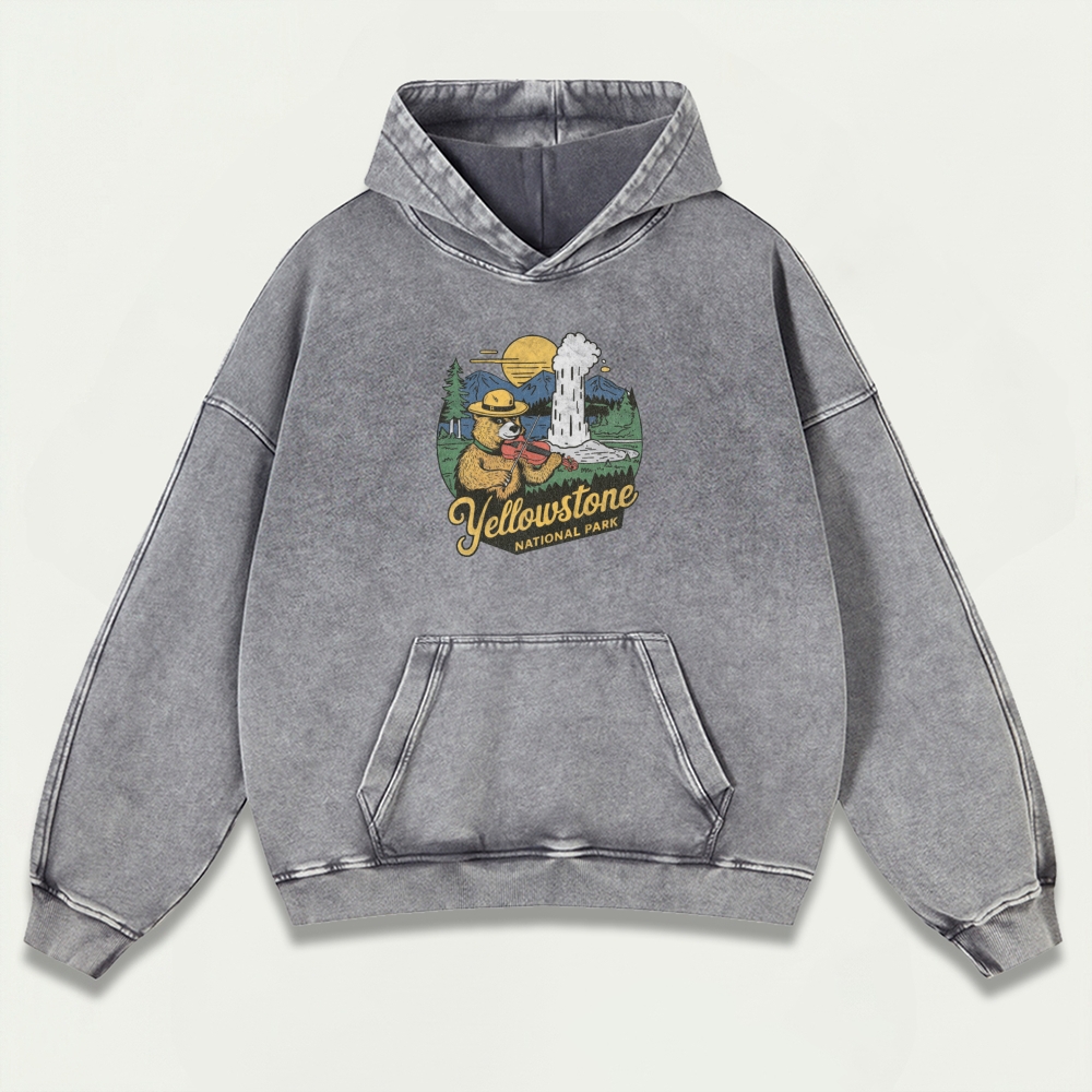 Yellowstone National Park Vintage Premium Heavyweight Trail Hoodie-HikeVista