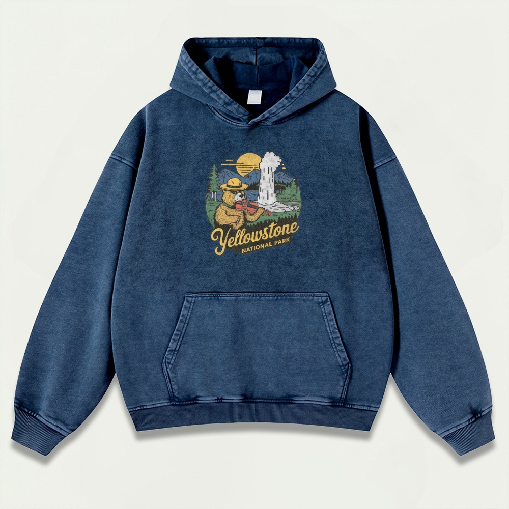 Yellowstone National Park Vintage Premium Heavyweight Trail Hoodie-HikeVista