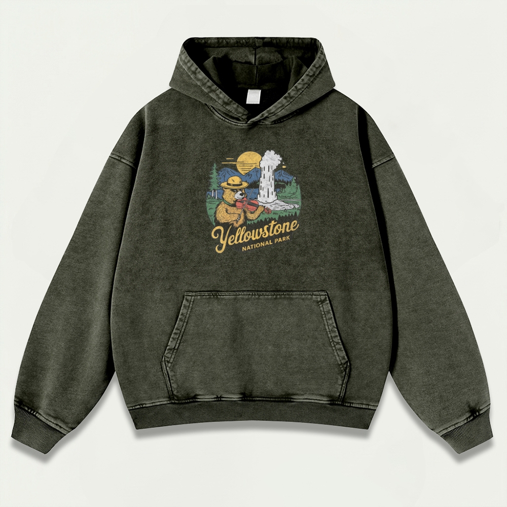 Yellowstone National Park Vintage Premium Heavyweight Trail Hoodie-HikeVista