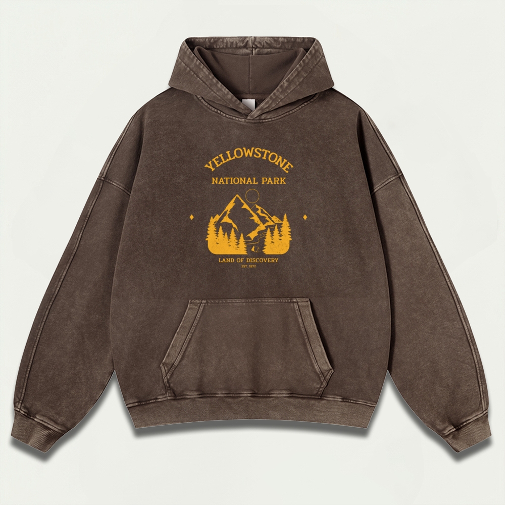 Yellowstone National Park Vintage Premium Heavyweight Trail Hoodie-HikeVista