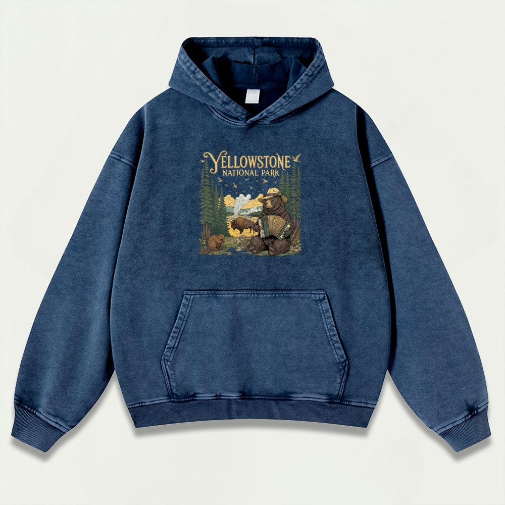 Yellowstone National Park Vintage Premium Heavyweight Trail Hoodie-HikeVista
