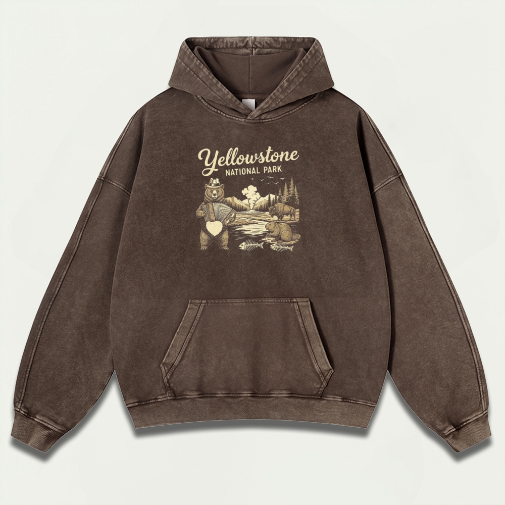 Yellowstone National Park Vintage Premium Heavyweight Trail Hoodie-HikeVista