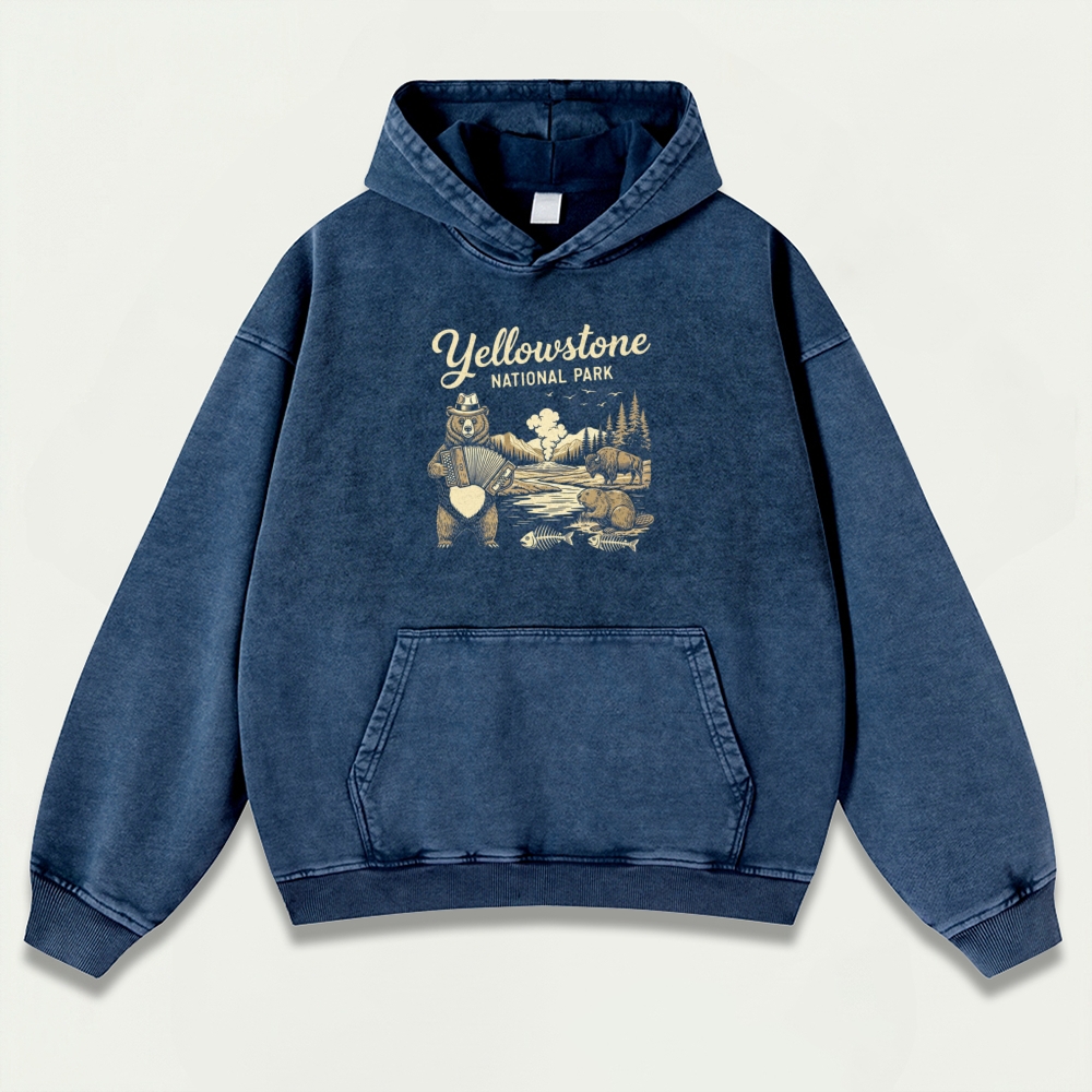 Yellowstone National Park Vintage Premium Heavyweight Trail Hoodie-HikeVista