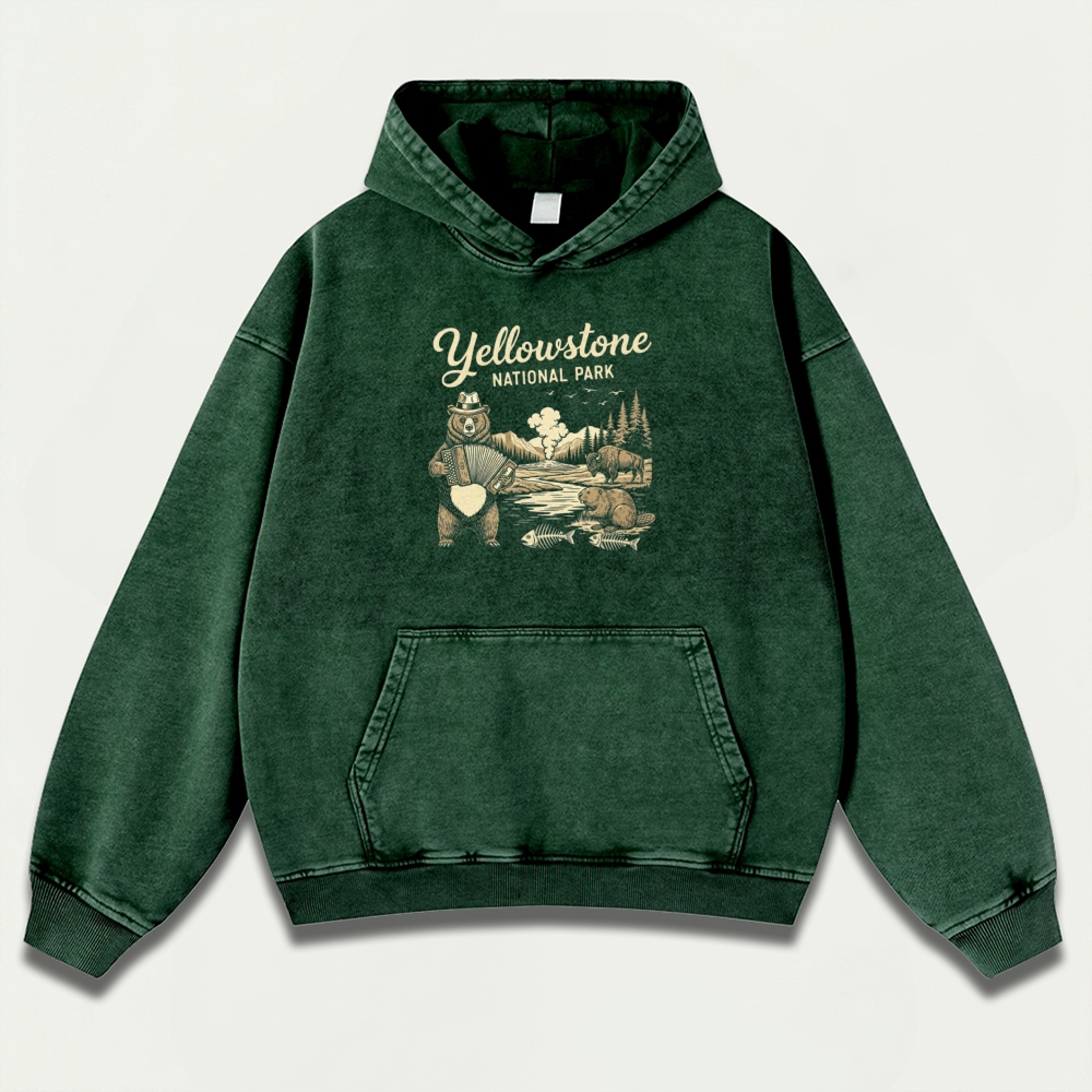 Yellowstone National Park Vintage Premium Heavyweight Trail Hoodie-HikeVista