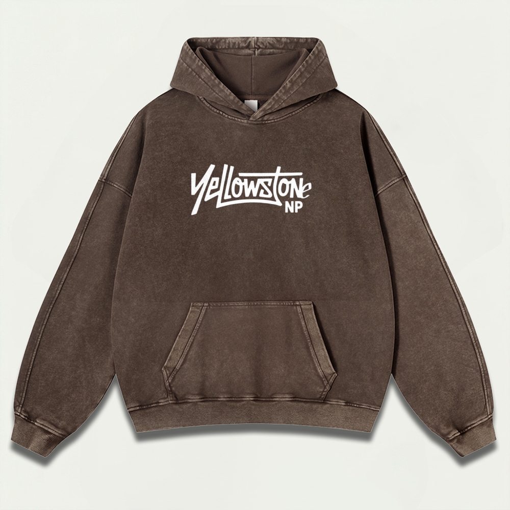 Yellowstone National Park Vintage Premium Heavyweight Trail Hoodie-HikeVista