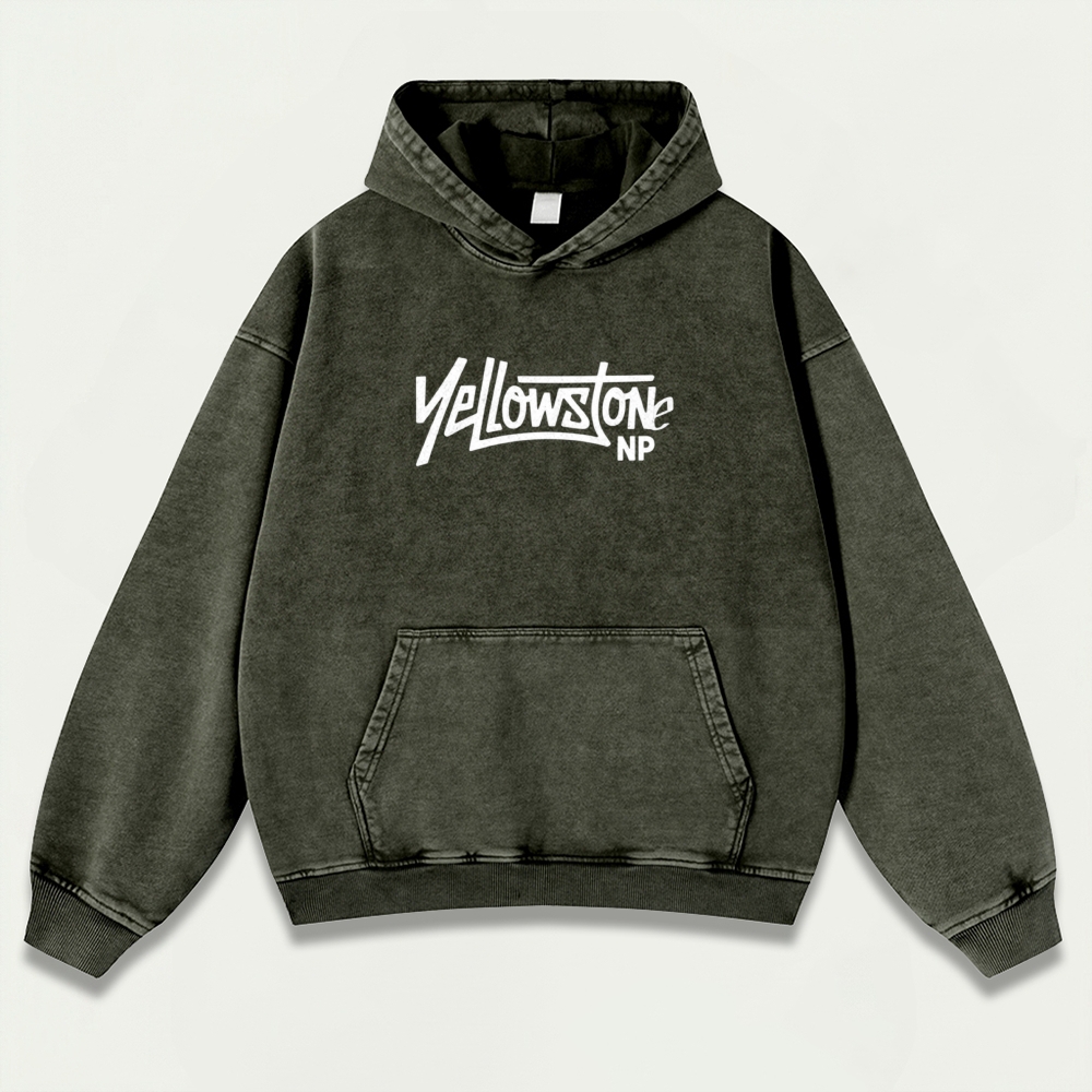Yellowstone National Park Vintage Premium Heavyweight Trail Hoodie-HikeVista
