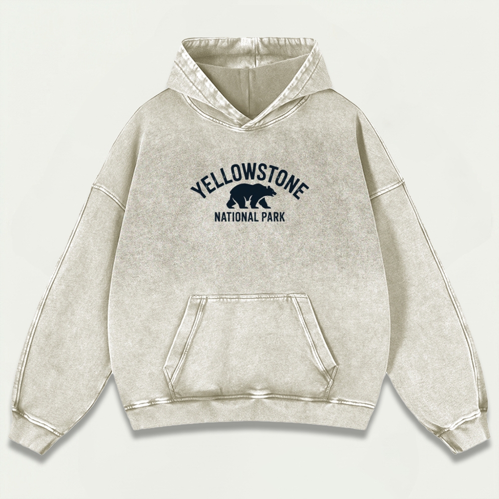 Yellowstone National Park Vintage Premium Heavyweight Trail Hoodie-HikeVista