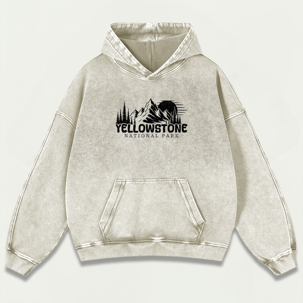 Yellowstone National Park Vintage Premium Heavyweight Trail Hoodie-HikeVista