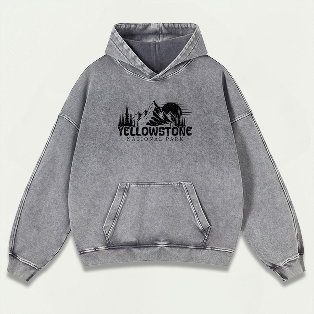 Yellowstone National Park Vintage Premium Heavyweight Trail Hoodie-HikeVista