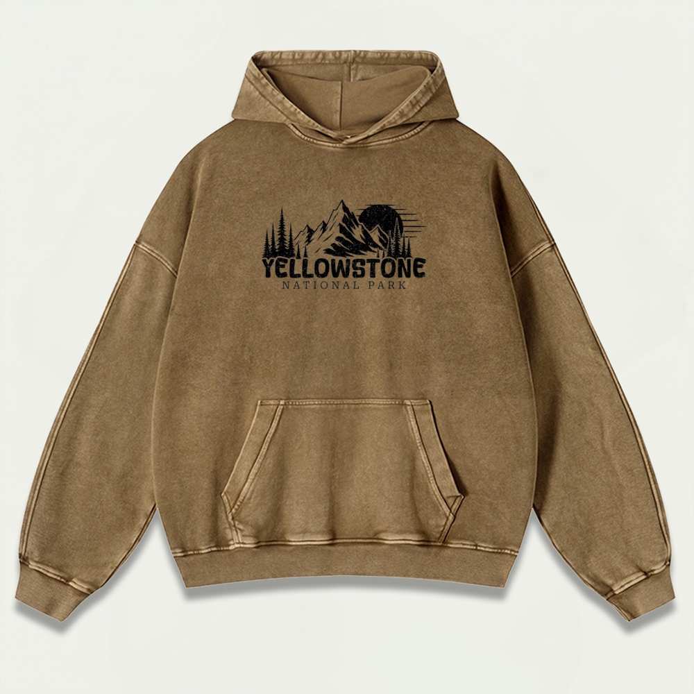 Yellowstone National Park Vintage Premium Heavyweight Trail Hoodie-HikeVista