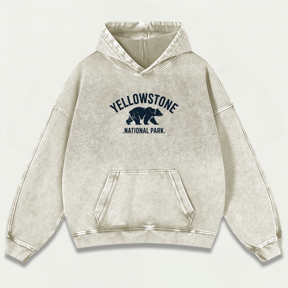 Yellowstone National Park Vintage Premium Heavyweight Trail Hoodie-HikeVista