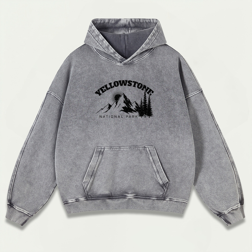 Yellowstone National Park Vintage Premium Heavyweight Trail Hoodie-HikeVista