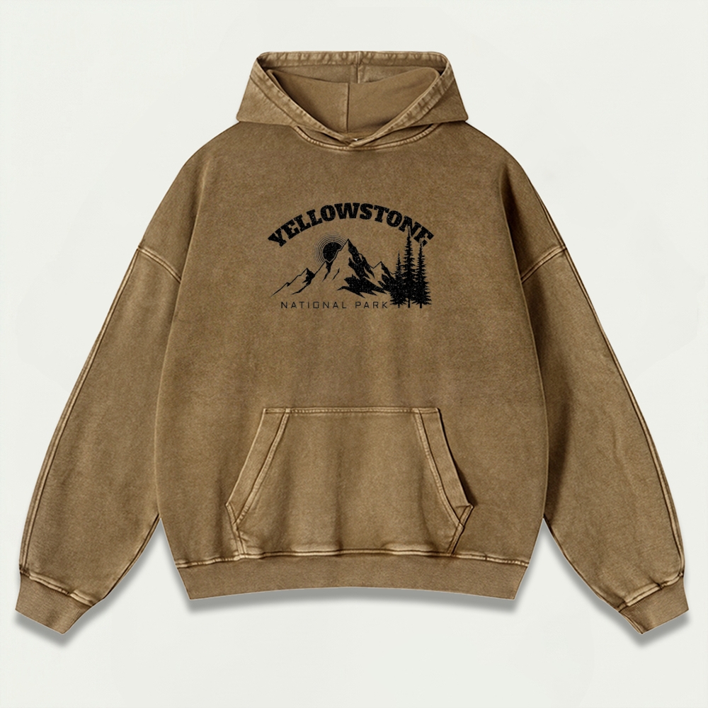 Yellowstone National Park Vintage Premium Heavyweight Trail Hoodie-HikeVista
