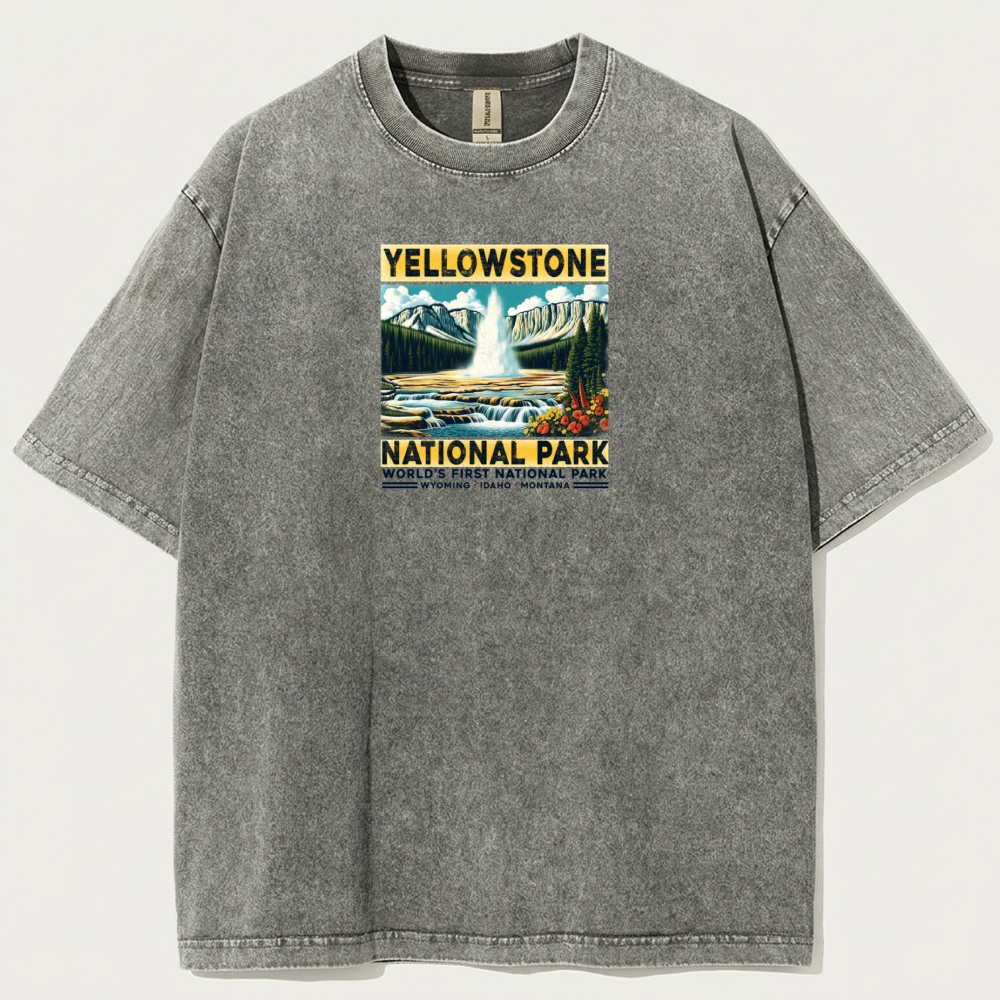 Yellowstone National Park Vintage Organic Cotton Trail Tee-HikeVista