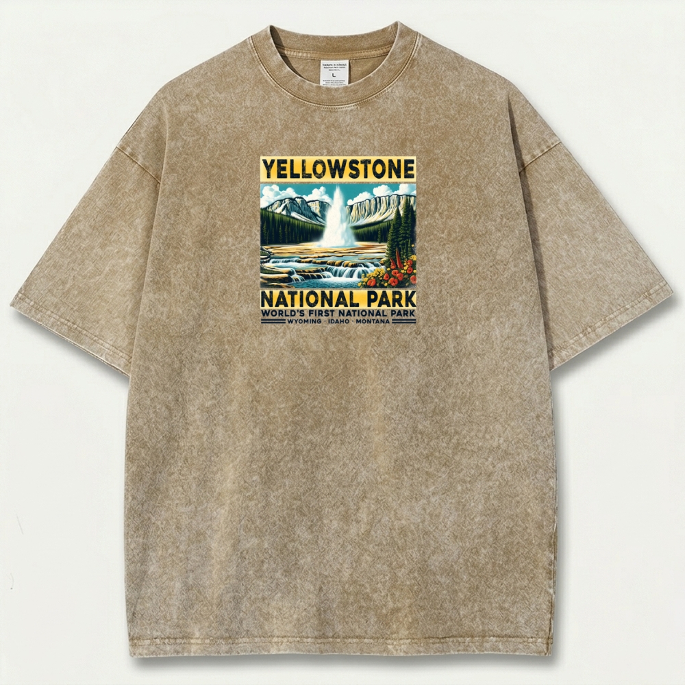 Yellowstone National Park Vintage Organic Cotton Trail Tee-HikeVista
