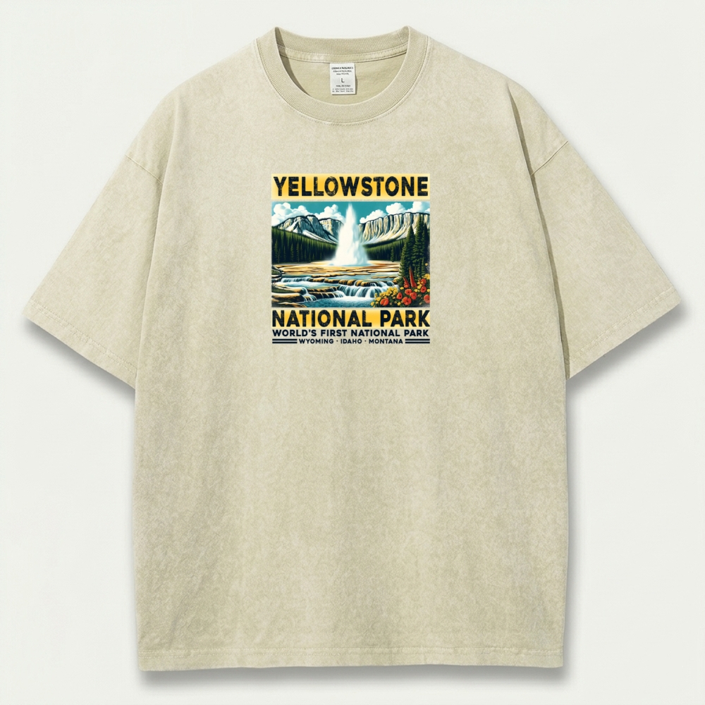 Yellowstone National Park Vintage Organic Cotton Trail Tee-HikeVista