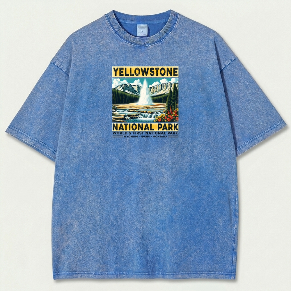 Yellowstone National Park Vintage Organic Cotton Trail Tee-HikeVista