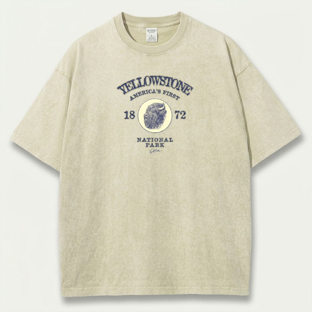 Yellowstone National Park Vintage Organic Cotton Trail Tee-HikeVista