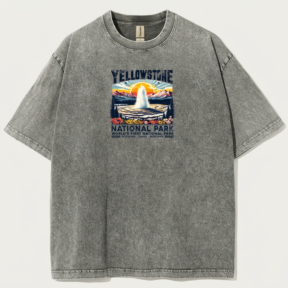 Yellowstone National Park Vintage Organic Cotton Trail Tee-HikeVista