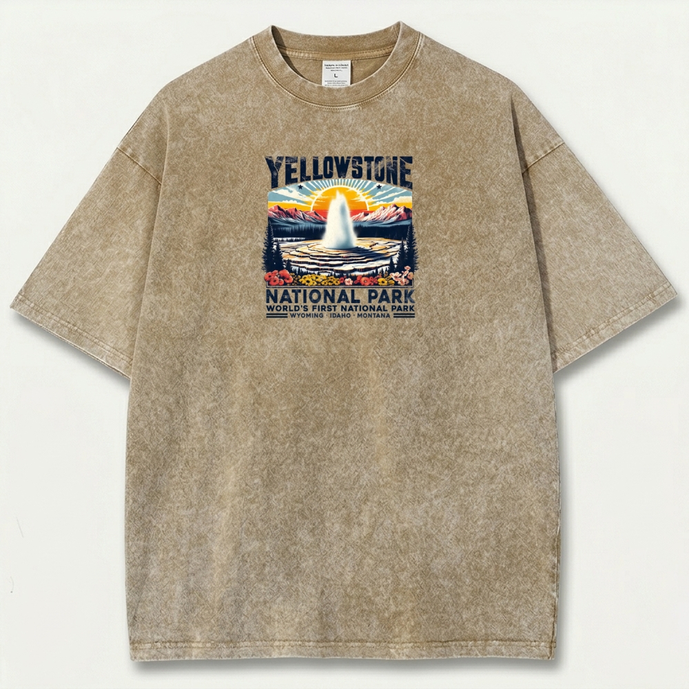 Yellowstone National Park Vintage Organic Cotton Trail Tee-HikeVista