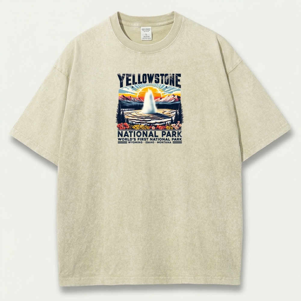 Yellowstone National Park Vintage Organic Cotton Trail Tee-HikeVista
