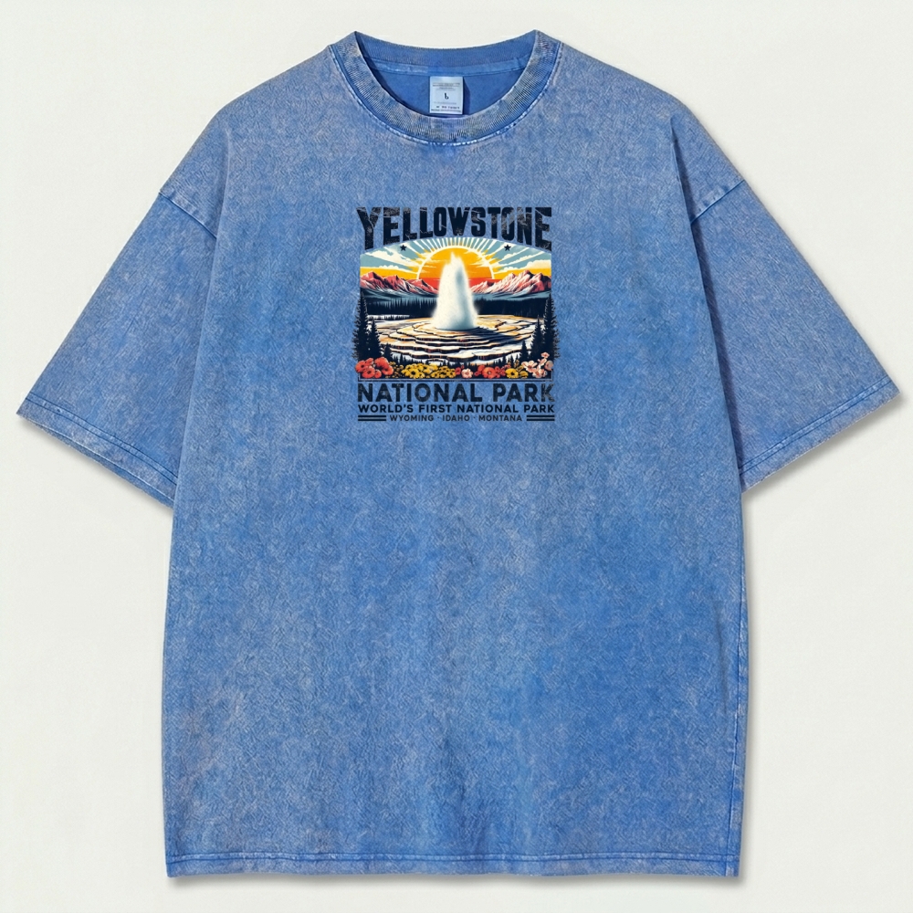 Yellowstone National Park Vintage Organic Cotton Trail Tee-HikeVista