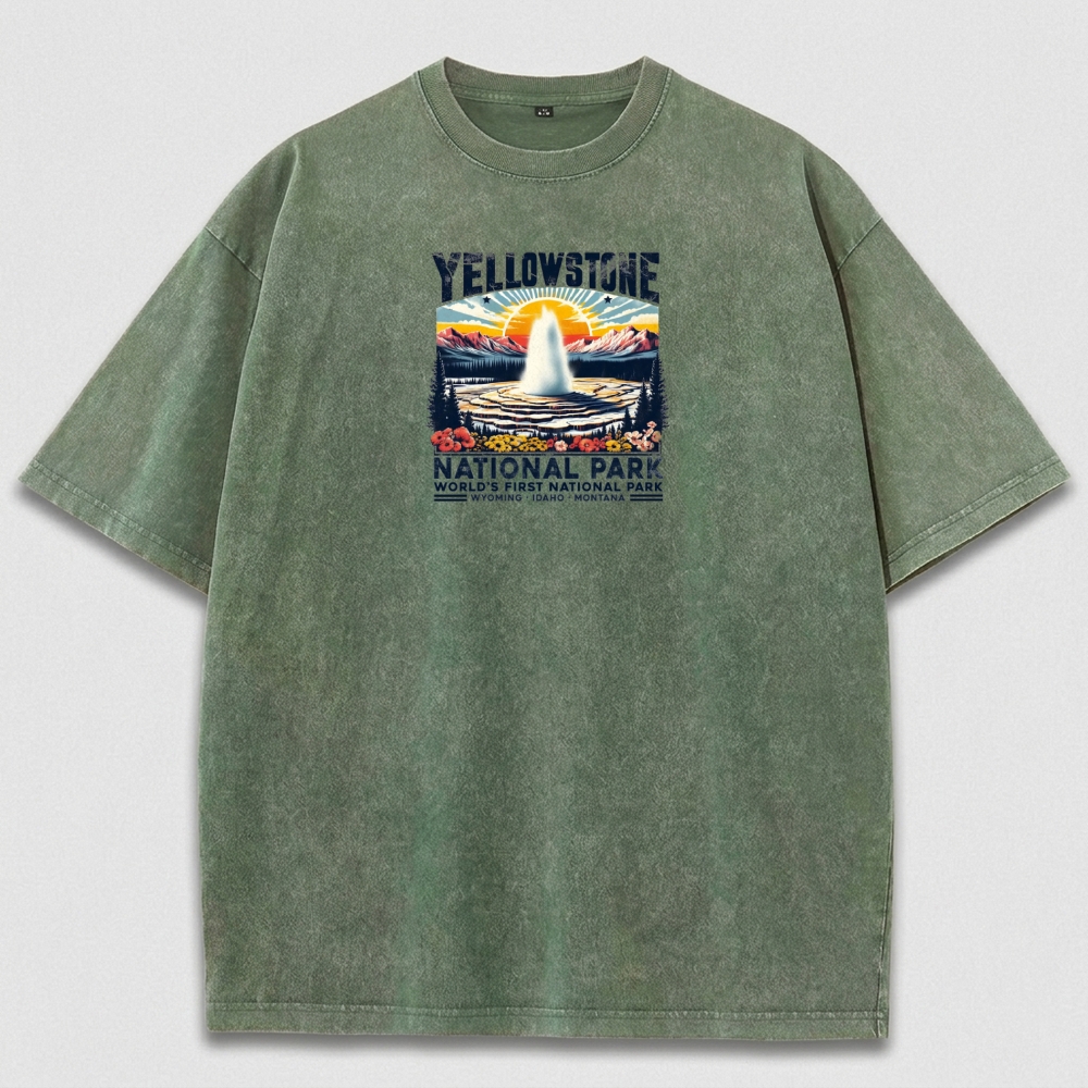 Yellowstone National Park Vintage Organic Cotton Trail Tee-HikeVista