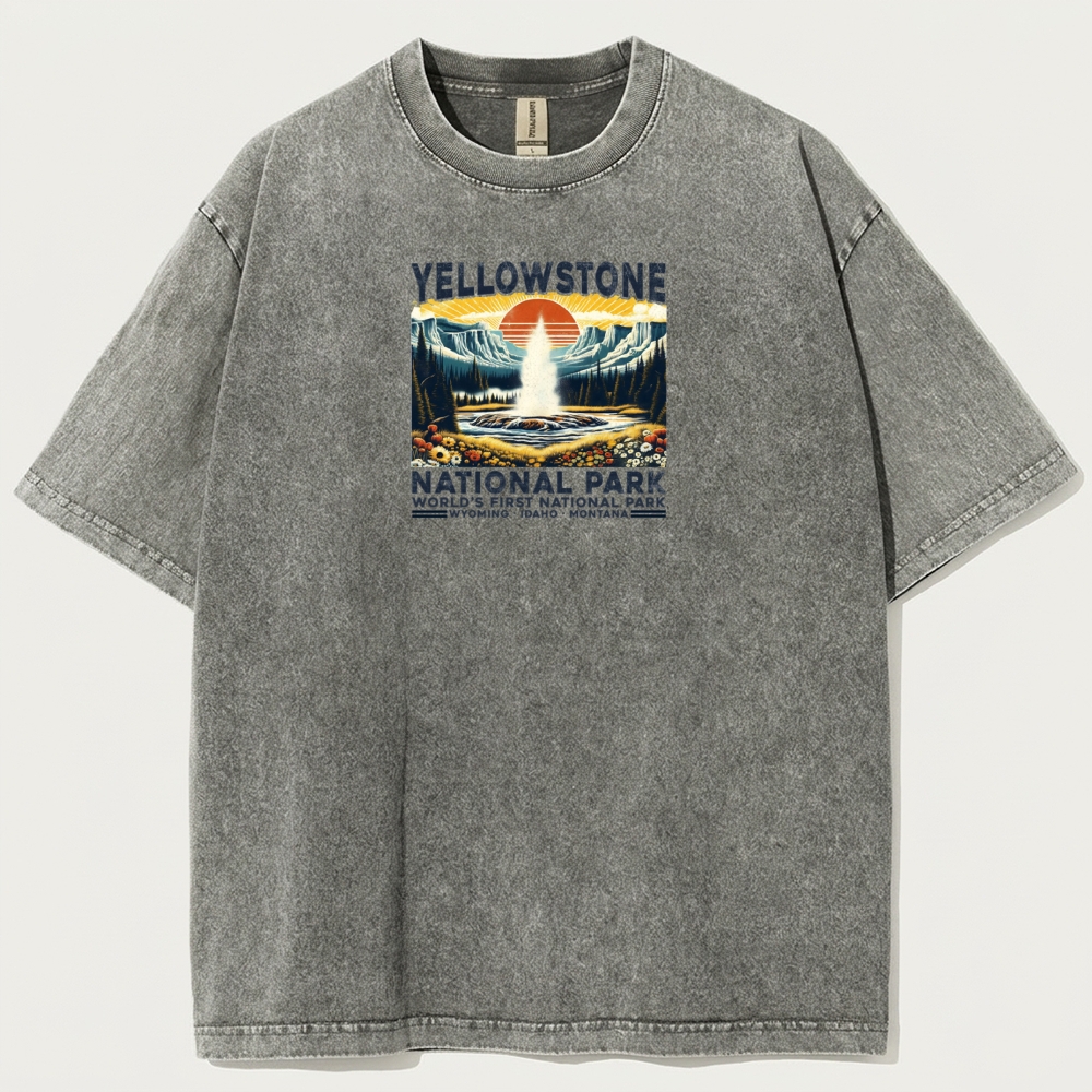 Yellowstone National Park Vintage Organic Cotton Trail Tee-HikeVista