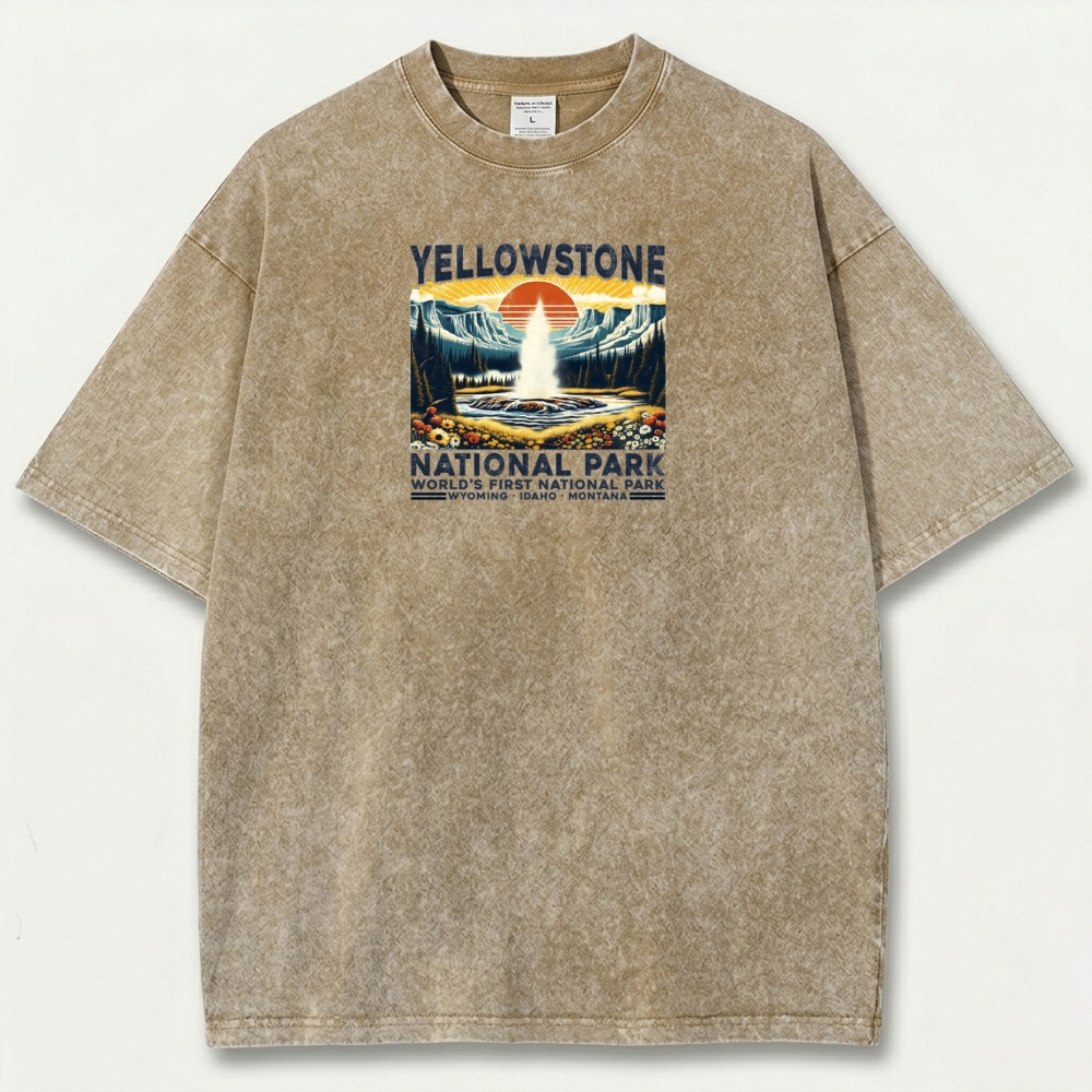 Yellowstone National Park Vintage Organic Cotton Trail Tee-HikeVista