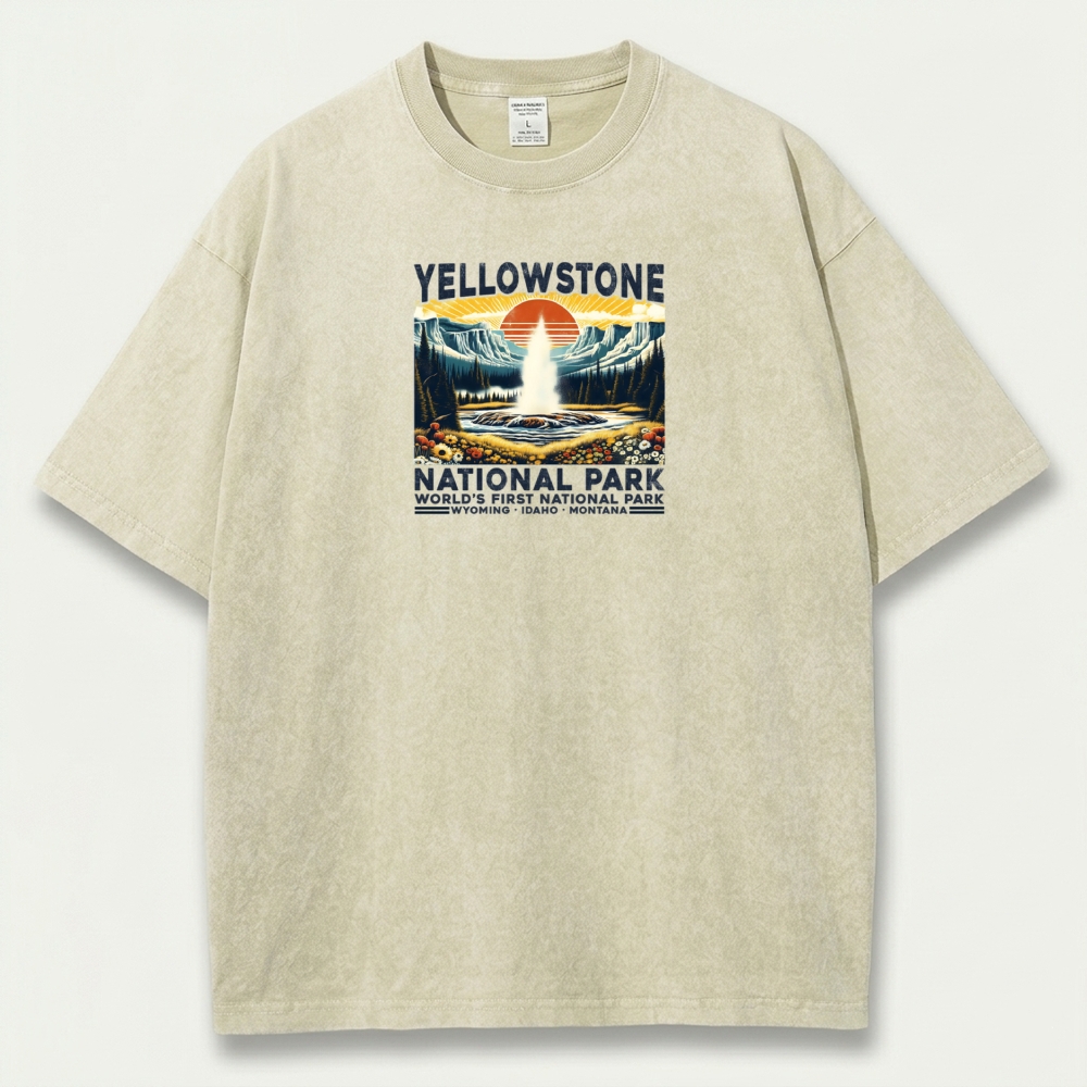 Yellowstone National Park Vintage Organic Cotton Trail Tee-HikeVista