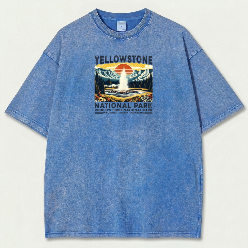 Yellowstone National Park Vintage Organic Cotton Trail Tee-HikeVista