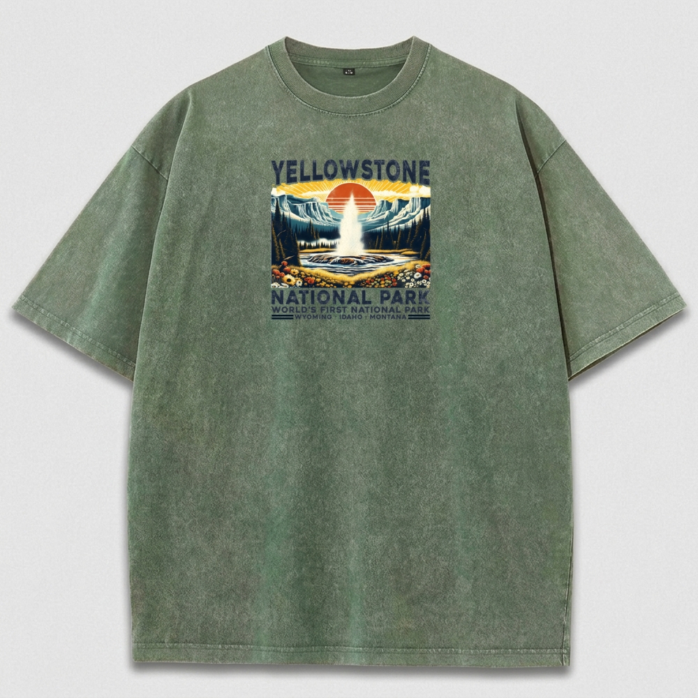 Yellowstone National Park Vintage Organic Cotton Trail Tee-HikeVista