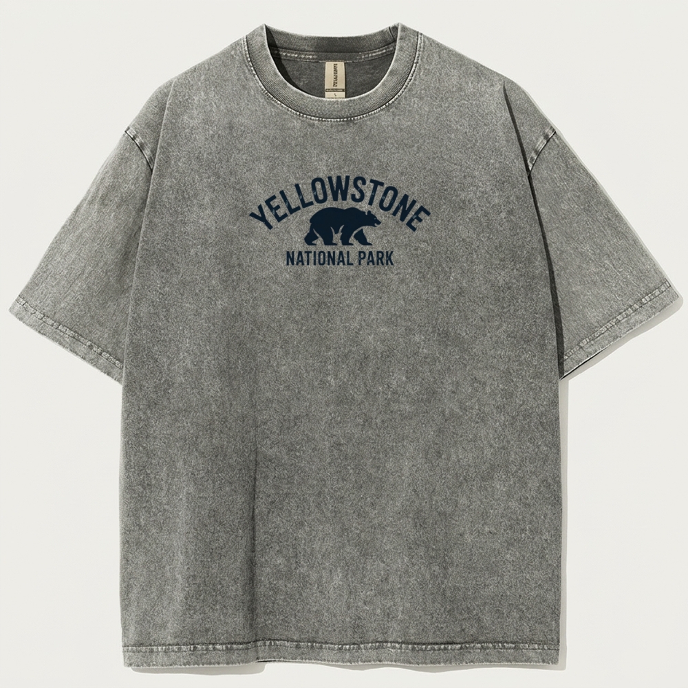 Yellowstone National Park Vintage Organic Cotton Bear Tee-HikeVista