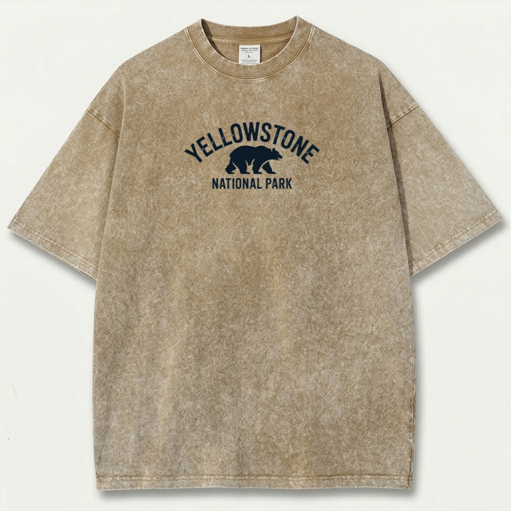 Yellowstone National Park Vintage Organic Cotton Bear Tee-HikeVista