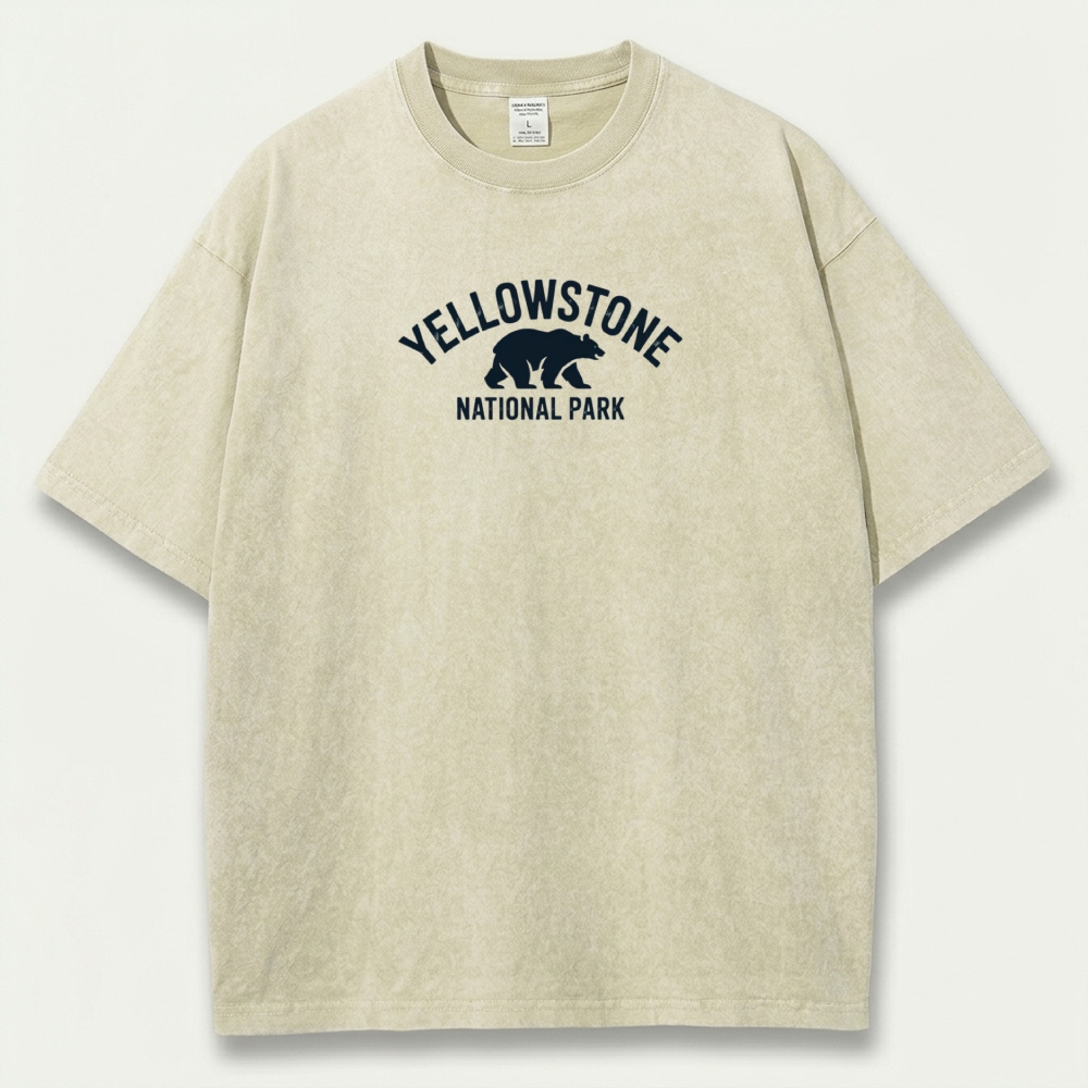 Yellowstone National Park Vintage Organic Cotton Bear Tee-HikeVista