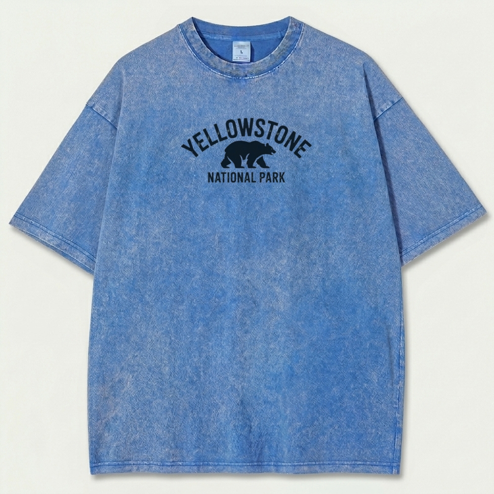 Yellowstone National Park Vintage Organic Cotton Bear Tee-HikeVista
