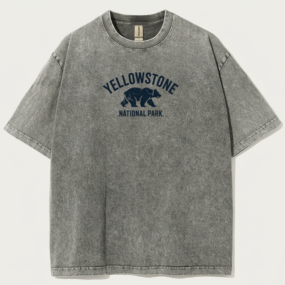 Yellowstone National Park Vintage Organic Cotton Bear Tee-HikeVista