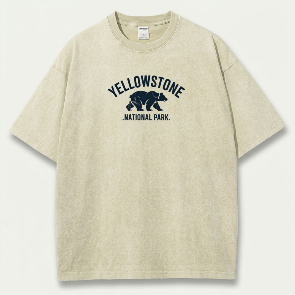 Yellowstone National Park Vintage Organic Cotton Bear Tee-HikeVista
