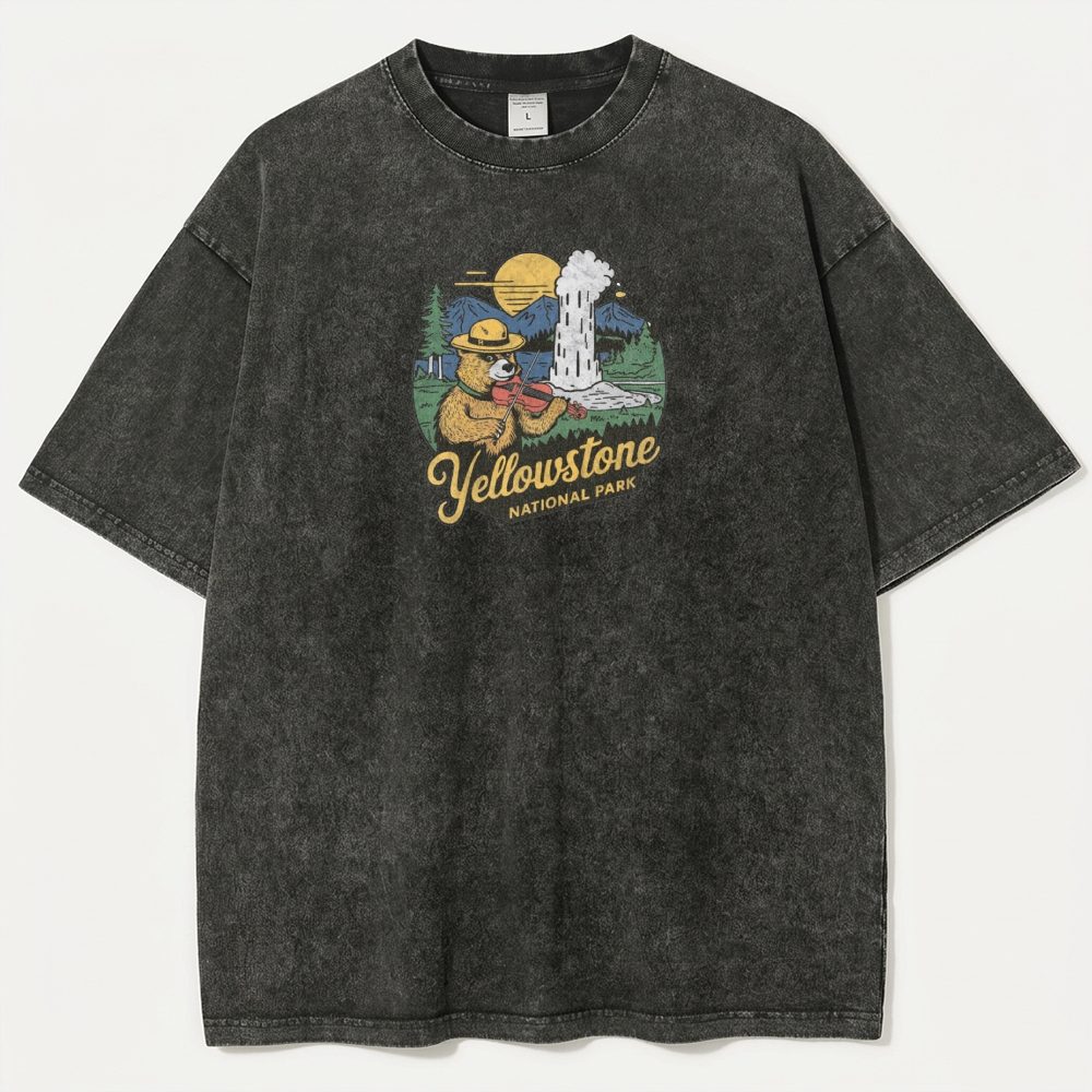 Yellowstone National Park Vintage Organic Cotton Trail Tee-HikeVista