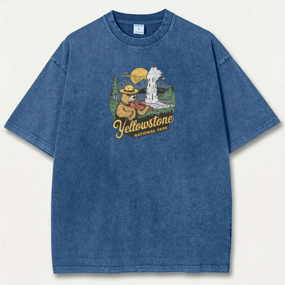 Yellowstone National Park Vintage Organic Cotton Trail Tee-HikeVista