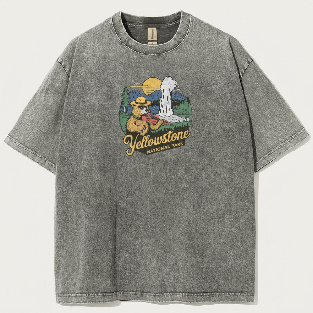 Yellowstone National Park Vintage Organic Cotton Trail Tee-HikeVista