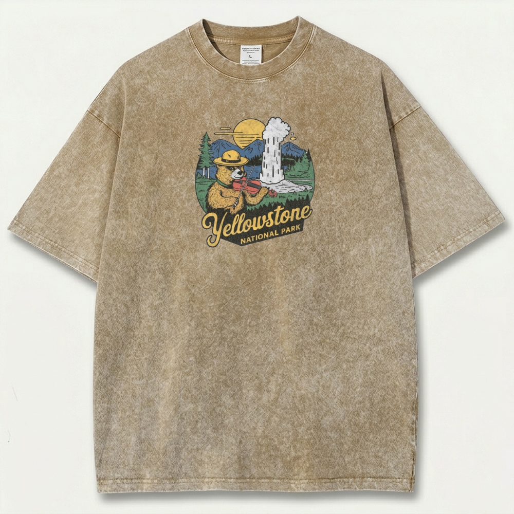 Yellowstone National Park Vintage Organic Cotton Trail Tee-HikeVista