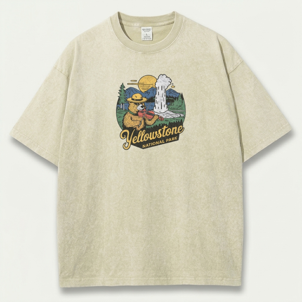 Yellowstone National Park Vintage Organic Cotton Trail Tee-HikeVista