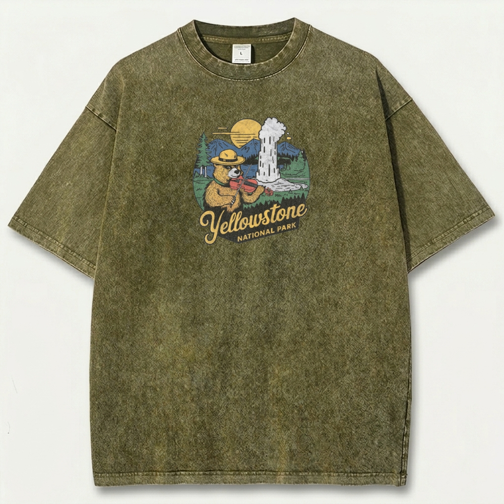 Yellowstone National Park Vintage Organic Cotton Trail Tee-HikeVista