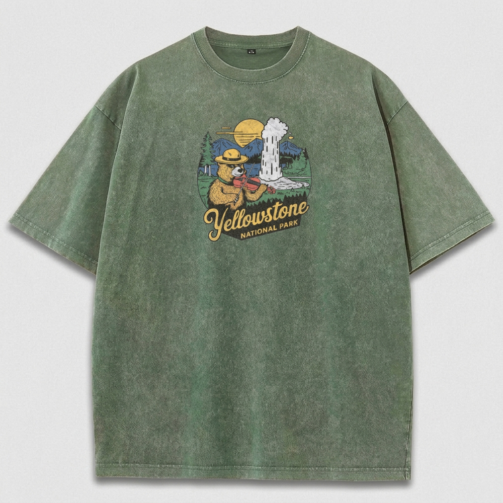 Yellowstone National Park Vintage Organic Cotton Trail Tee-HikeVista