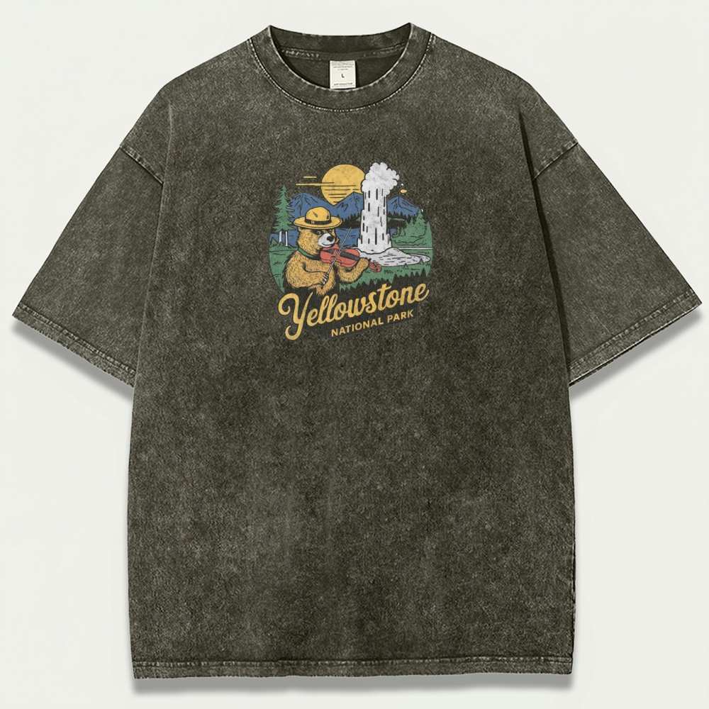 Yellowstone National Park Vintage Organic Cotton Trail Tee-HikeVista